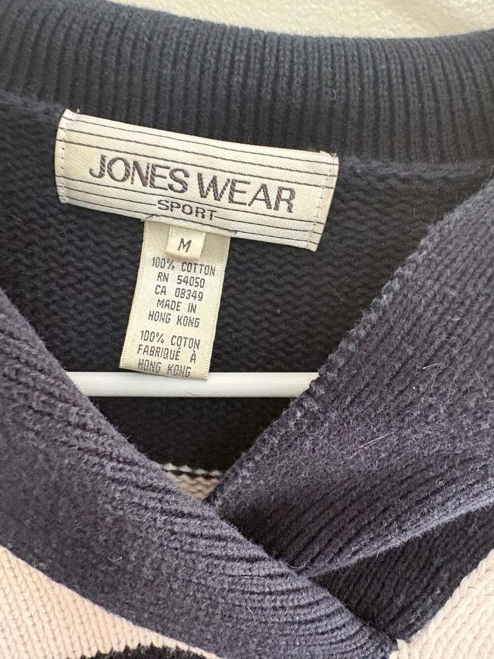 Jones Wear Sport Vintage Striped Nautical Anchor Knit Hooded Sweater Size Medium - Picture 2 of 8